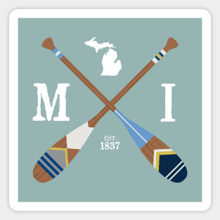 Paddle MI, Michigan Lake Life Painted Oars Magnet